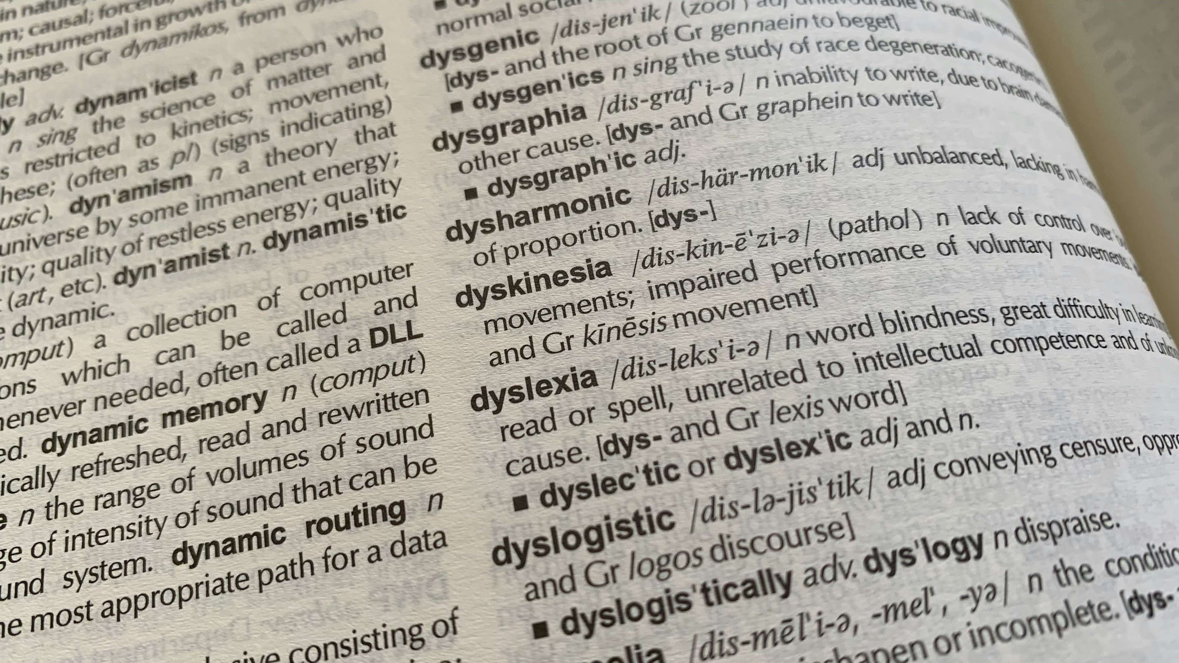 Close-up of a page filled with technical and medical definitions.