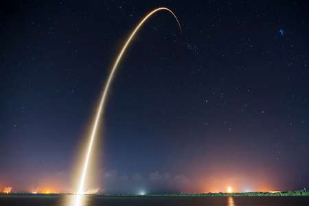Rocket launch at night - Launch of the Astro website with TypeScript frontend & backend.